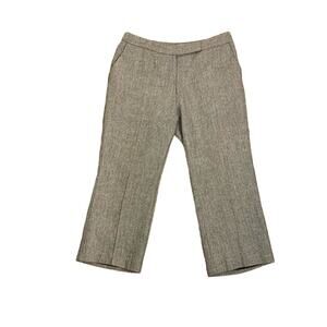 NY & Co Black & Tan Herringbone Tweed Wool Blend Cropped Trousers  Size 12
